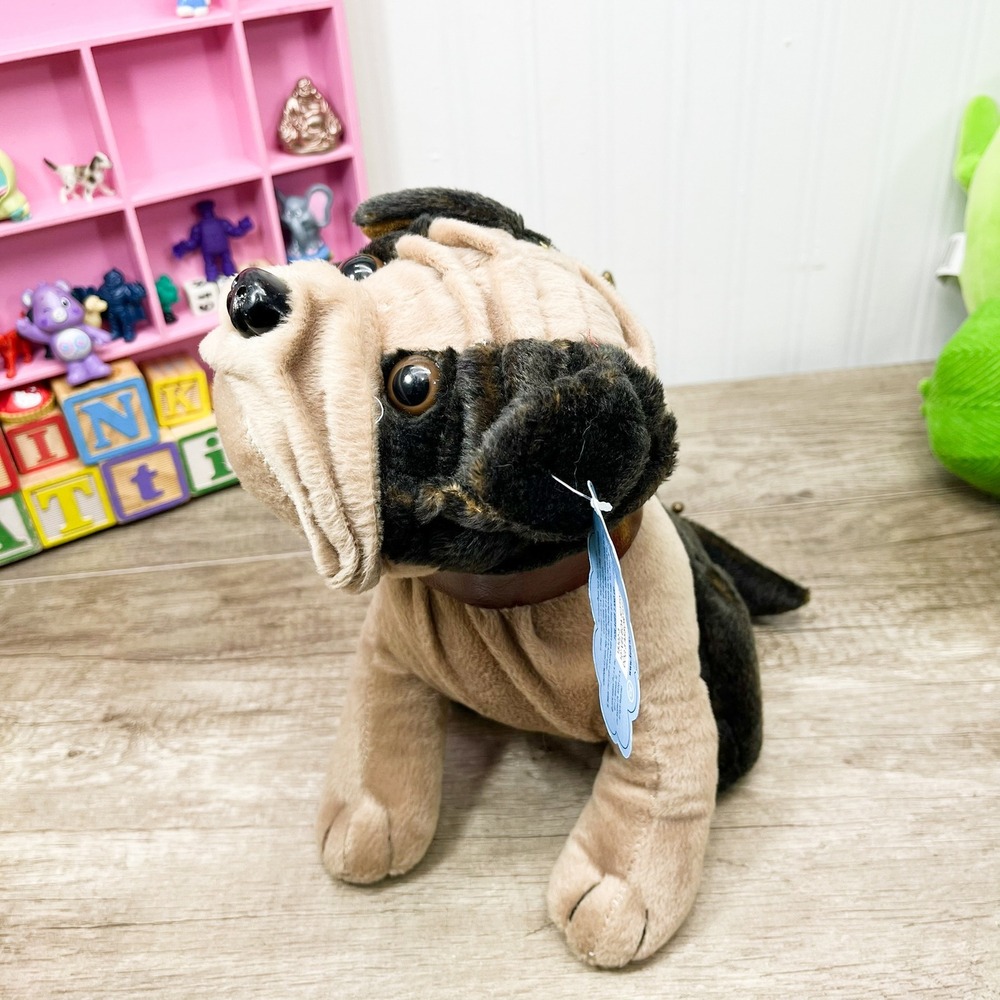 Kellytoy Play Pets Kuddle Me Toys Bulldog Plush 10‎ Inch Tan Black Dog With Tag